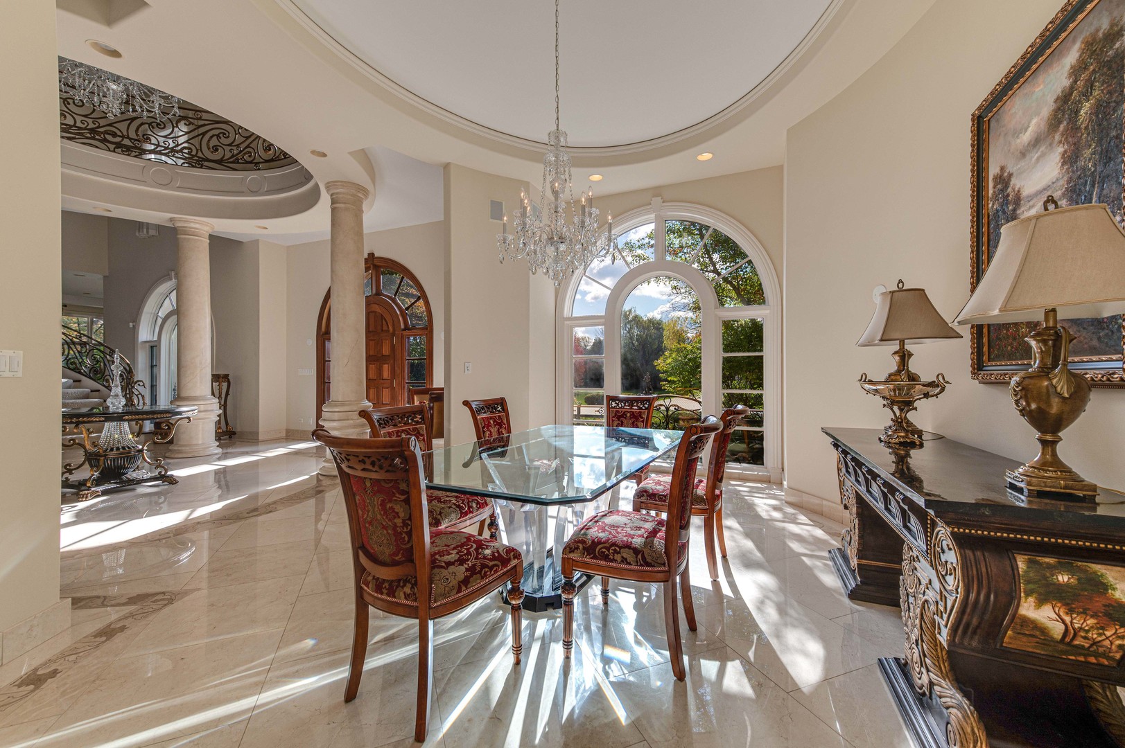 10 West Westleigh Road Lake Forest, IL 60045 - Photo 19 of 59 a view of a dining room with furniture and a chandelier