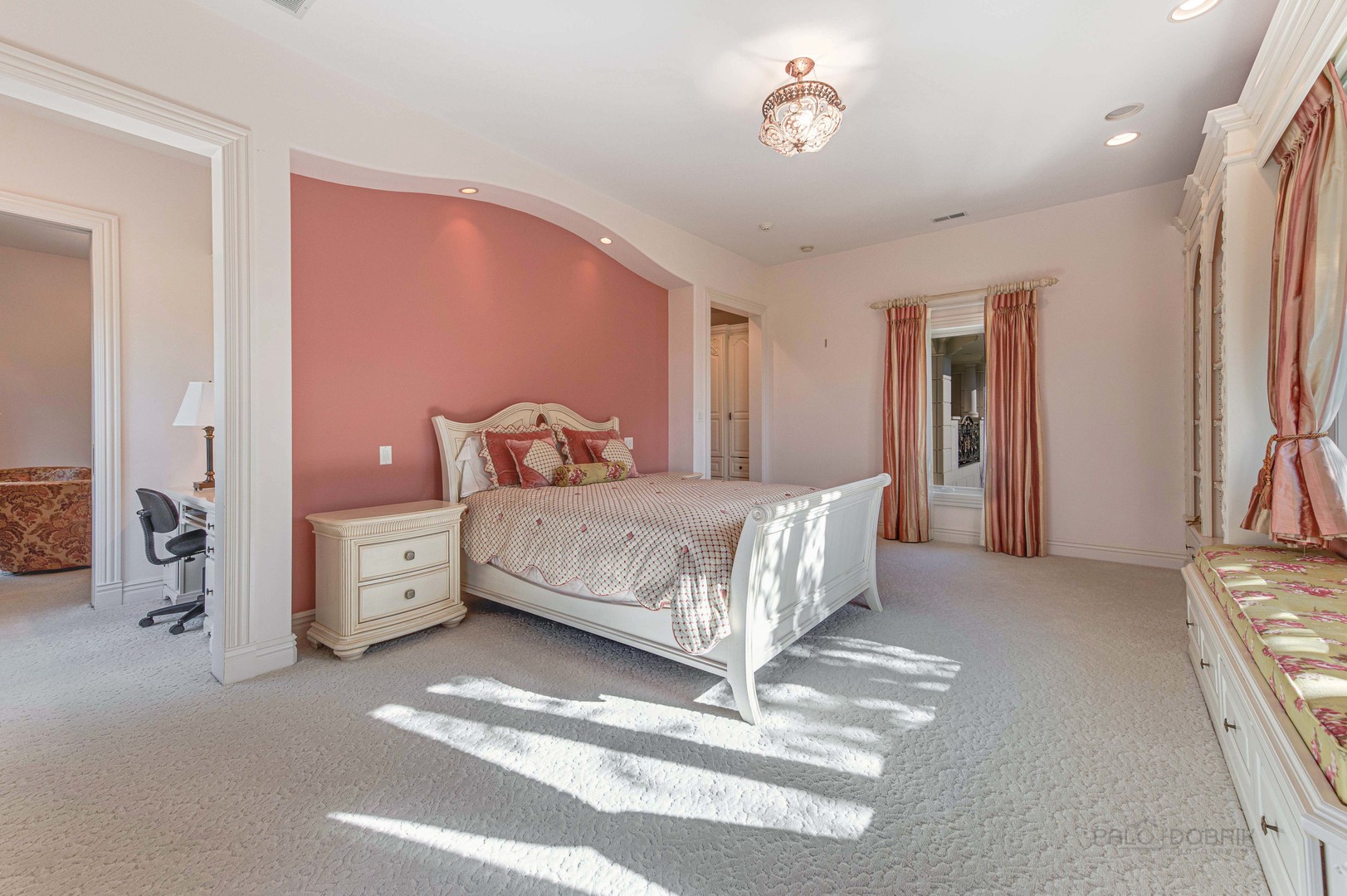 10 West Westleigh Road Lake Forest, IL 60045 - Photo 47 of 59 a bedroom with a bed and a chandelier