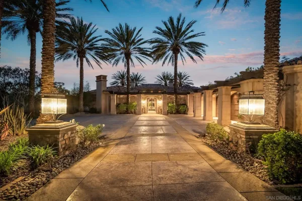 a house with palm tree in front of it