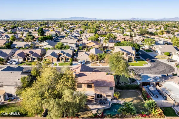 an aerial view of multiple house