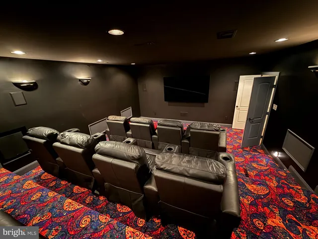 a projector room with furniture and a flat screen tv