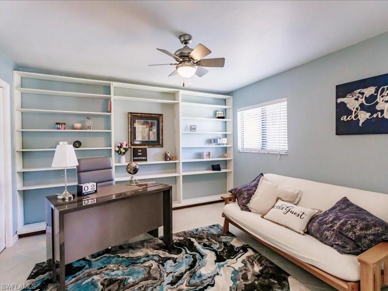 910 Vanderbilt Beach Road, Unit 524W Naples, FL 34108 - Photo 35 of 44 Tiled home office featuring ceiling fan