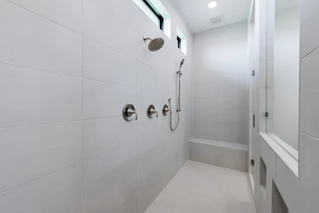 a bathroom with a bathtub