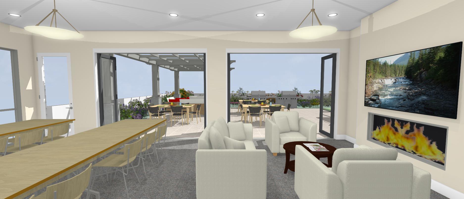 839 Madison Street, Unit 206 Oak Park, IL 60302 - Photo 11 of 18 a living room with furniture a flat screen tv and a floor to ceiling window