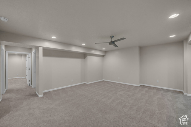 101 Chuckwalla Lane Springdale, UT 84767 - Photo 38 of 51 Basement featuring light carpet, ceiling fan, and recessed lighting