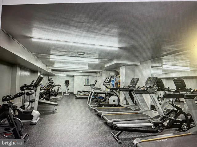 a view of a room with gym equipment