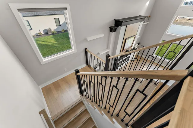 a view of stairs in a house
