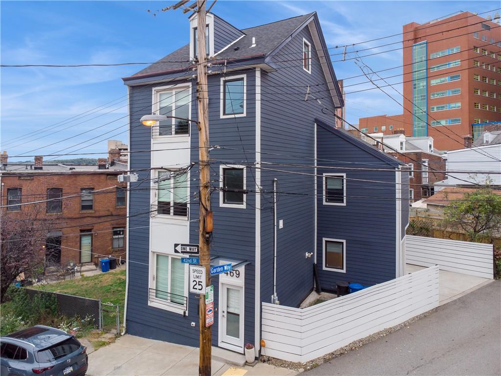 a brick building with a large windows