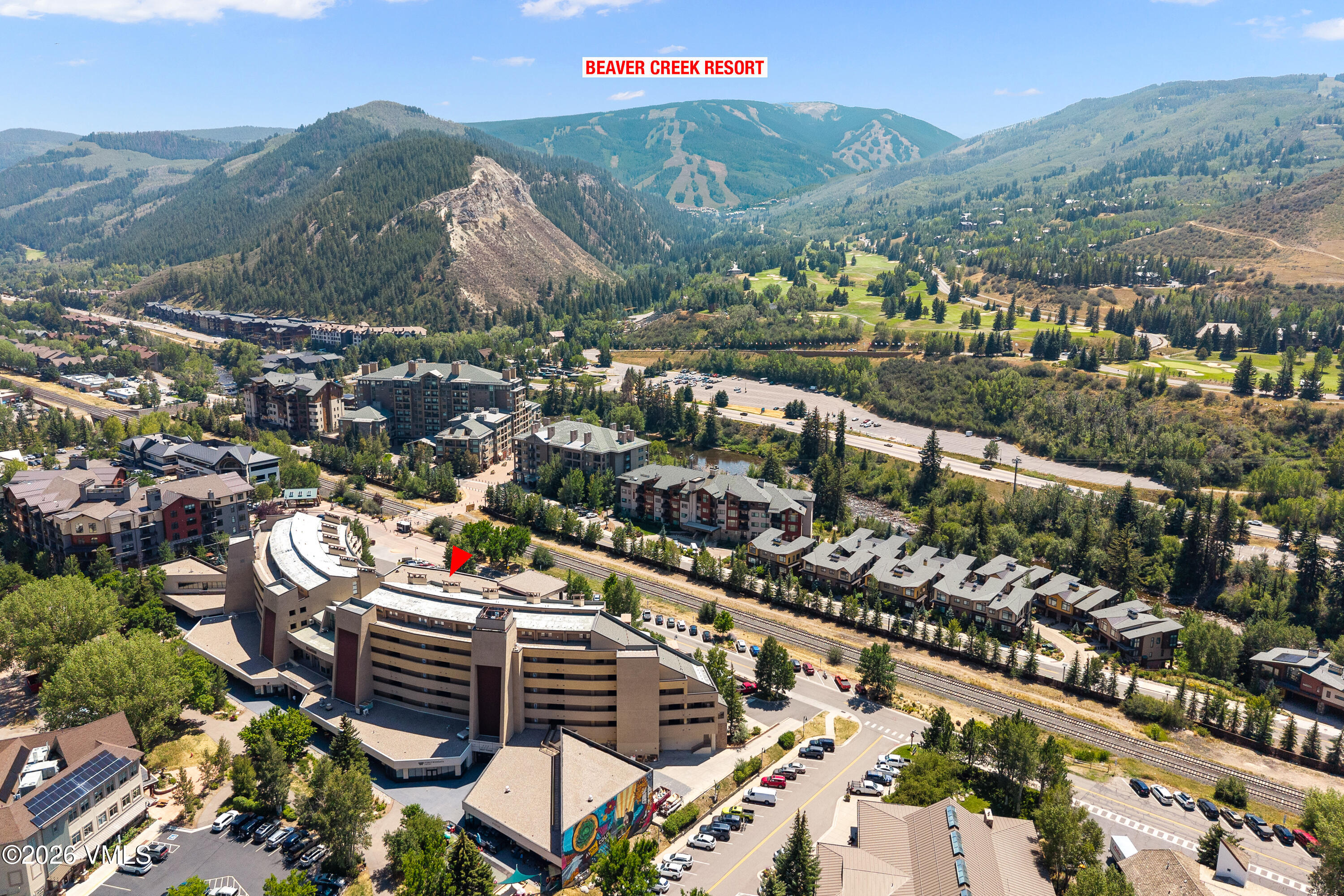 137 Benchmark Road, Unit 214W Avon, CO 81620 - Photo 29 of 30 Aerial w_ BC Resort Label - NA