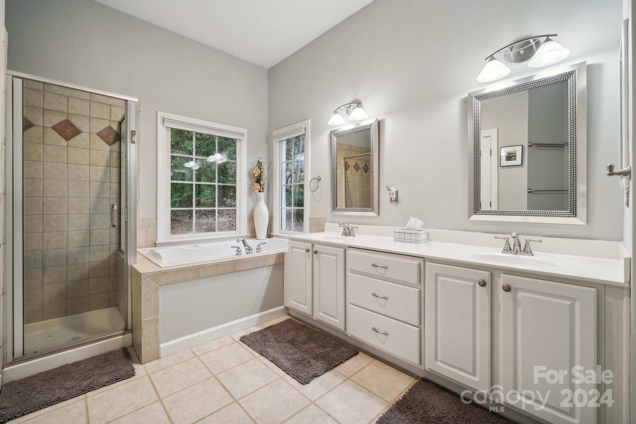 8610 Brentfield Road Huntersville, NC 28078 - Photo 23 of 48 a large bathroom with a double vanity sink a large mirror and shower