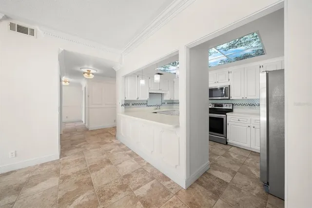 a view of balcony with furniture