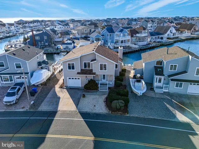 an aerial view of a house with garden