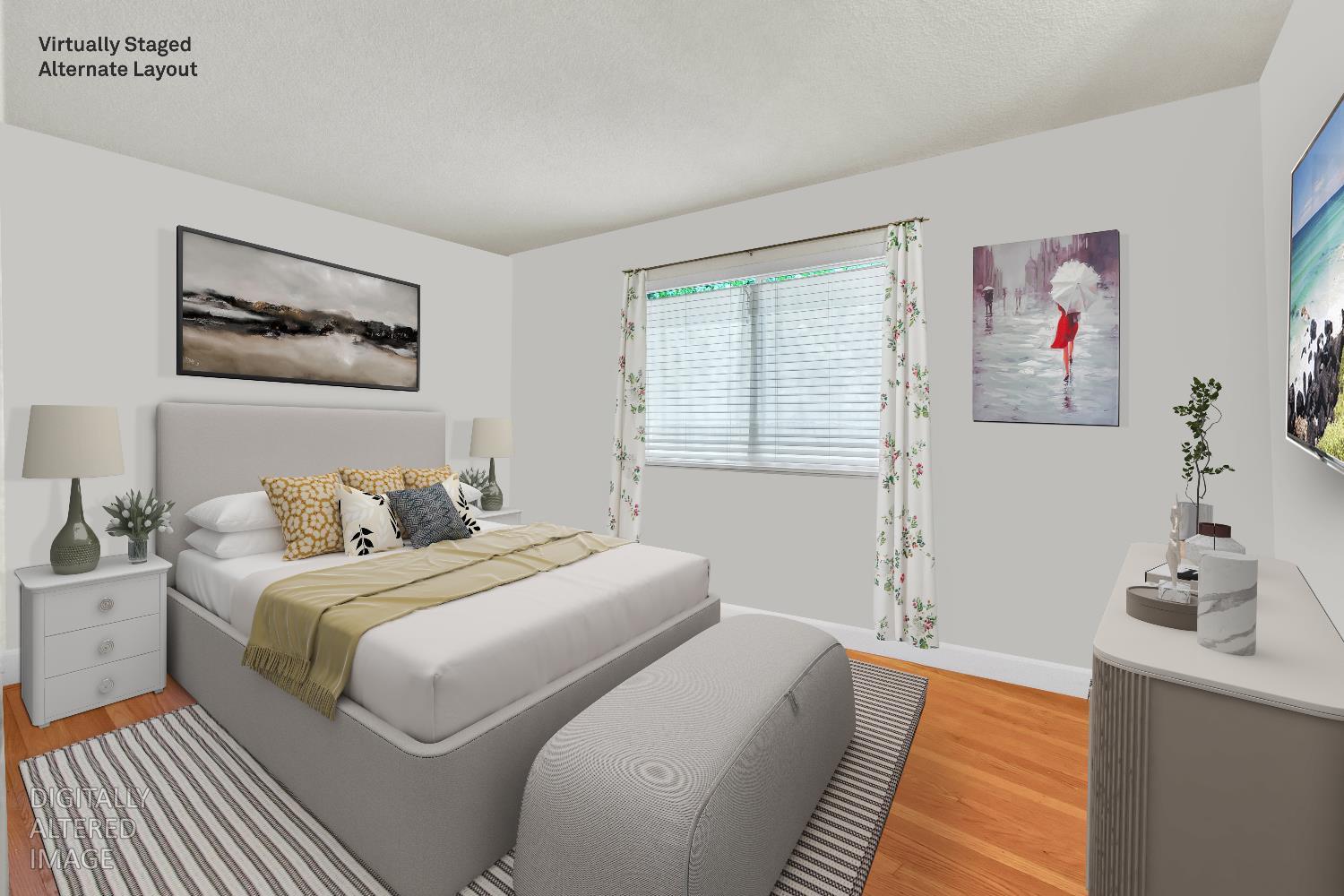 1369 Del Rio Circle, Unit D Concord, CA 94518 - Photo 16 of 21 a bedroom with a bed and a chandelier