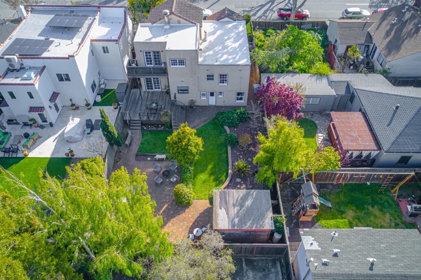 132 Dwight Road Burlingame, CA 94010 - Photo 60 of 69 an aerial view of a house with a yard and garden