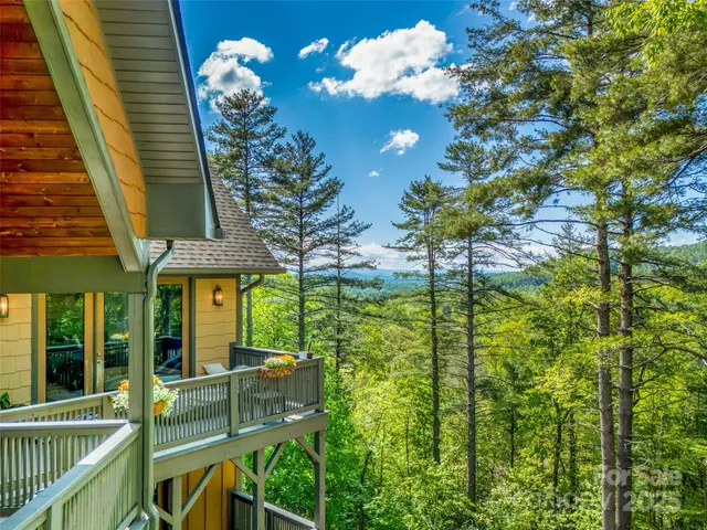 a view of balcony with couch and wooden floor