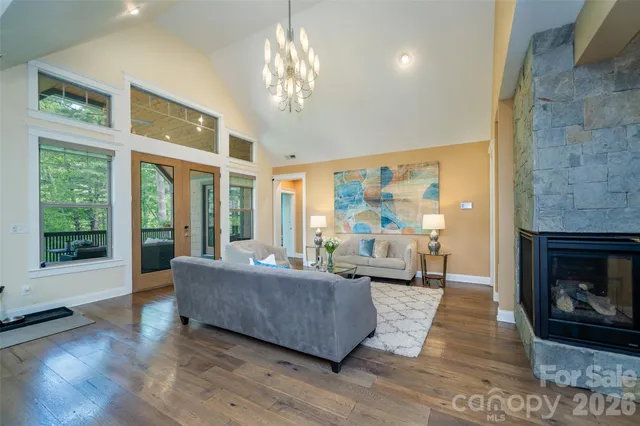 a view of balcony with couch and wooden floor