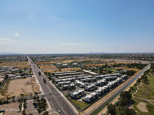 an aerial view of a city