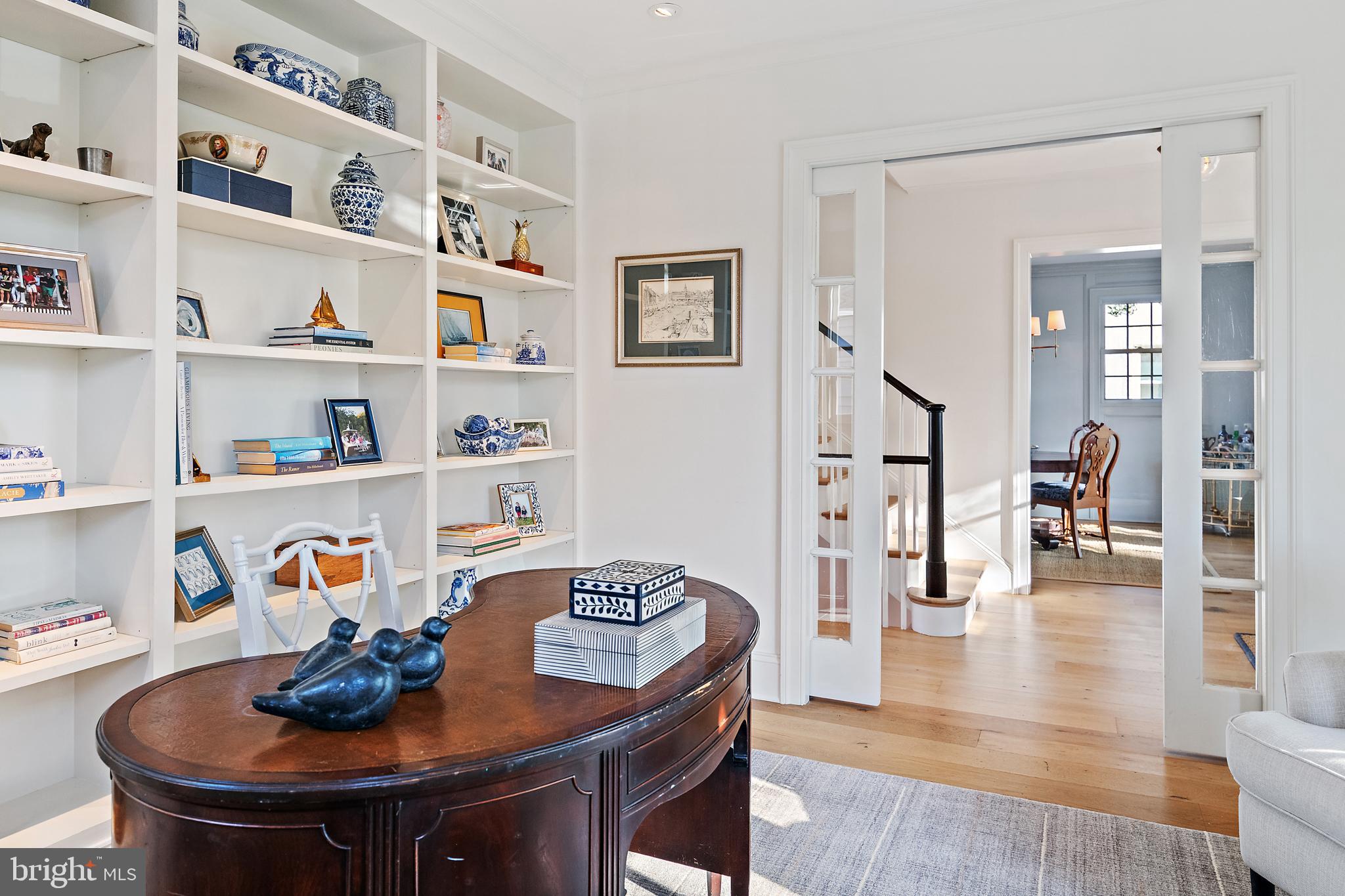 313 Washington Street Annapolis, MD 21403 - Photo 25 of 114 Study, built-in cabinets and french pocket doors
