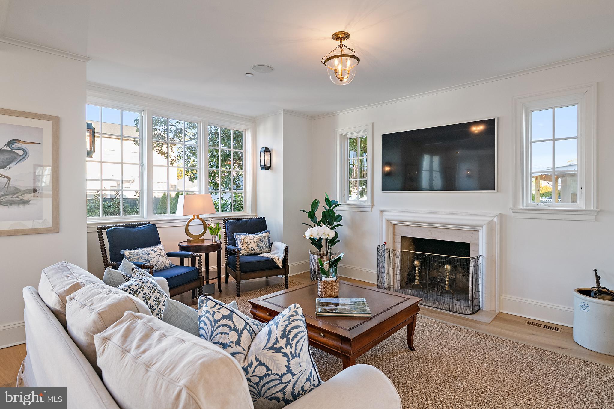 313 Washington Street Annapolis, MD 21403 - Photo 29 of 114 a living room with furniture a flat screen tv and a fireplace