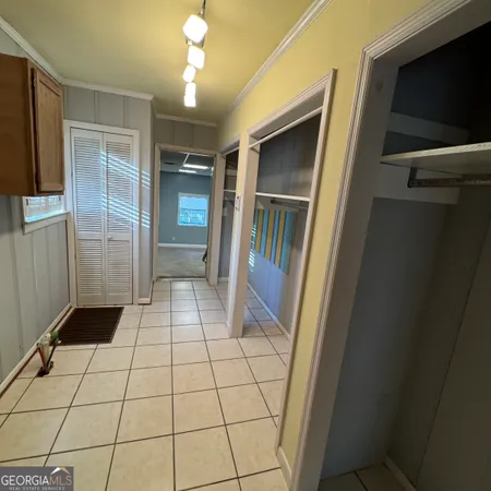 a bathroom with a shower curtain