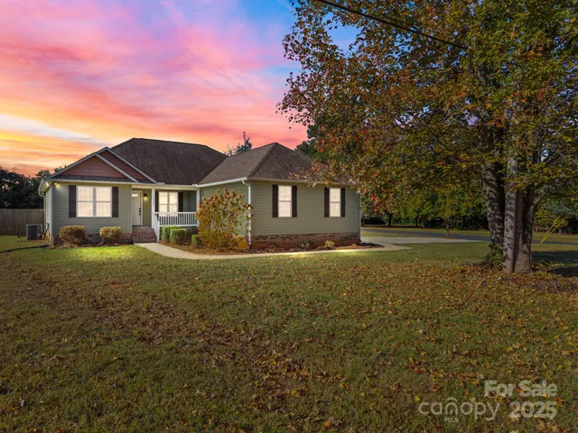 a front view of a house with yard and green space