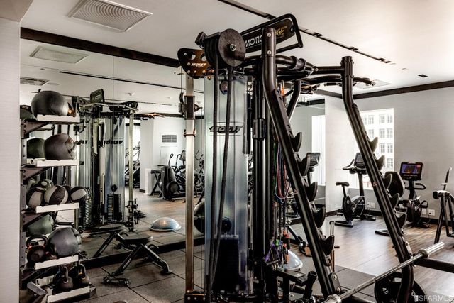 a view of a room with gym equipment
