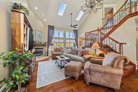a kitchen that has a table and chairs in it