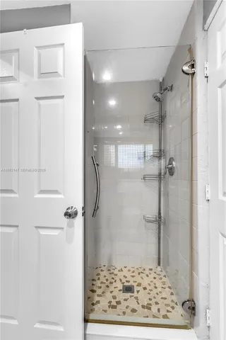 a bathroom with a shower