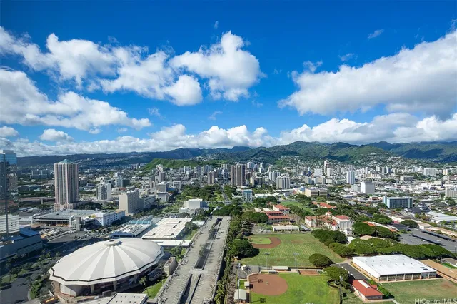 a view of a swimming pool with an outdoor space