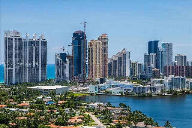 a view of a city with tall buildings