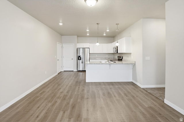 1838 West 300th Street South, Unit B Mapleton, UT 84664 - Photo 17 of 51 Open-concept living area featuring wood-finish flooring, white walls, and recessed lighting