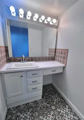 a view of a garden with a flower garden