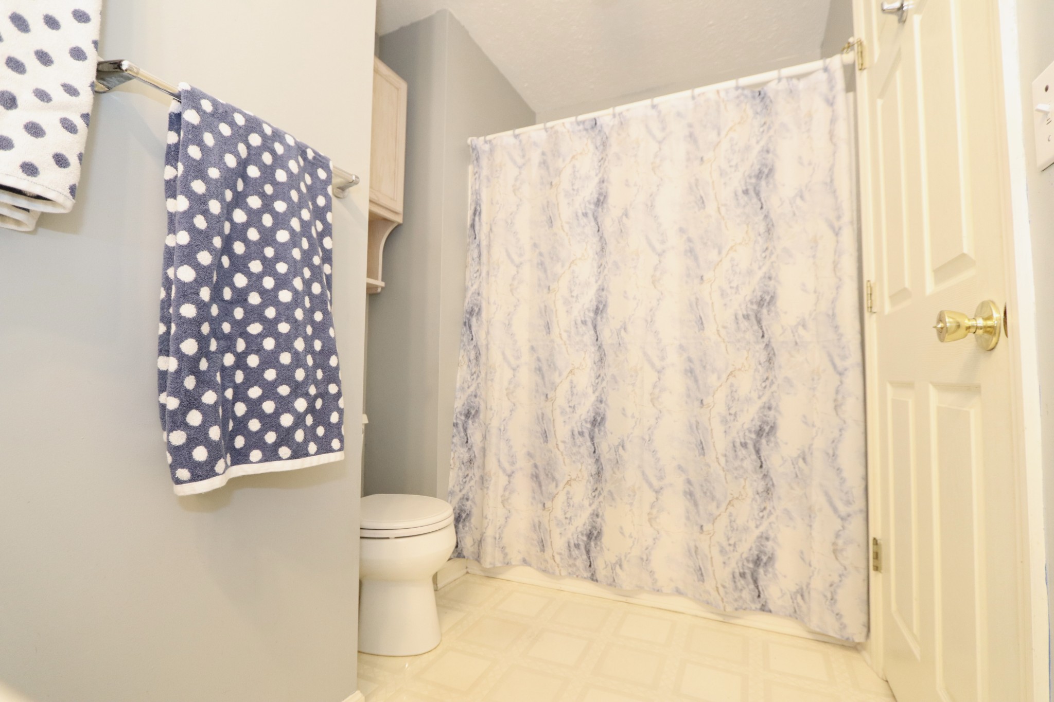 7523 Chester Road Fairview, TN 37062 - Photo 33 of 53 a bathroom with a toilet and a shower curtain