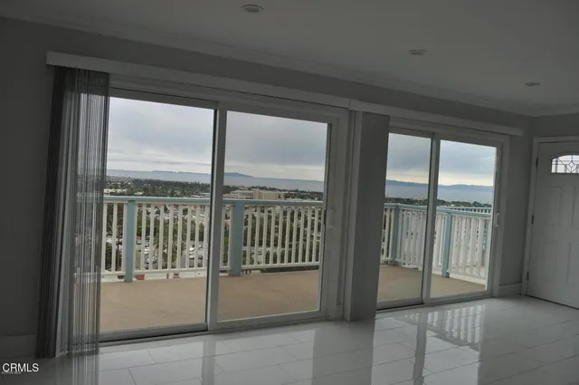 a view of a balcony from back door