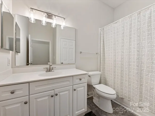 a bathroom with a toilet a sink a vanity and mirror