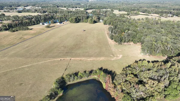 an aerial view of a house