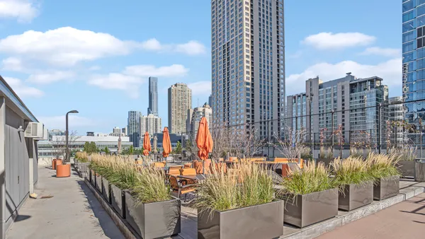 a view of a city with tall buildings
