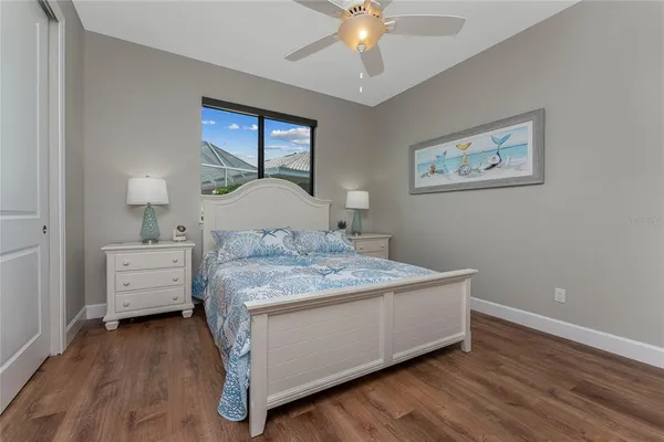 a view of a bedroom with furniture and staircase