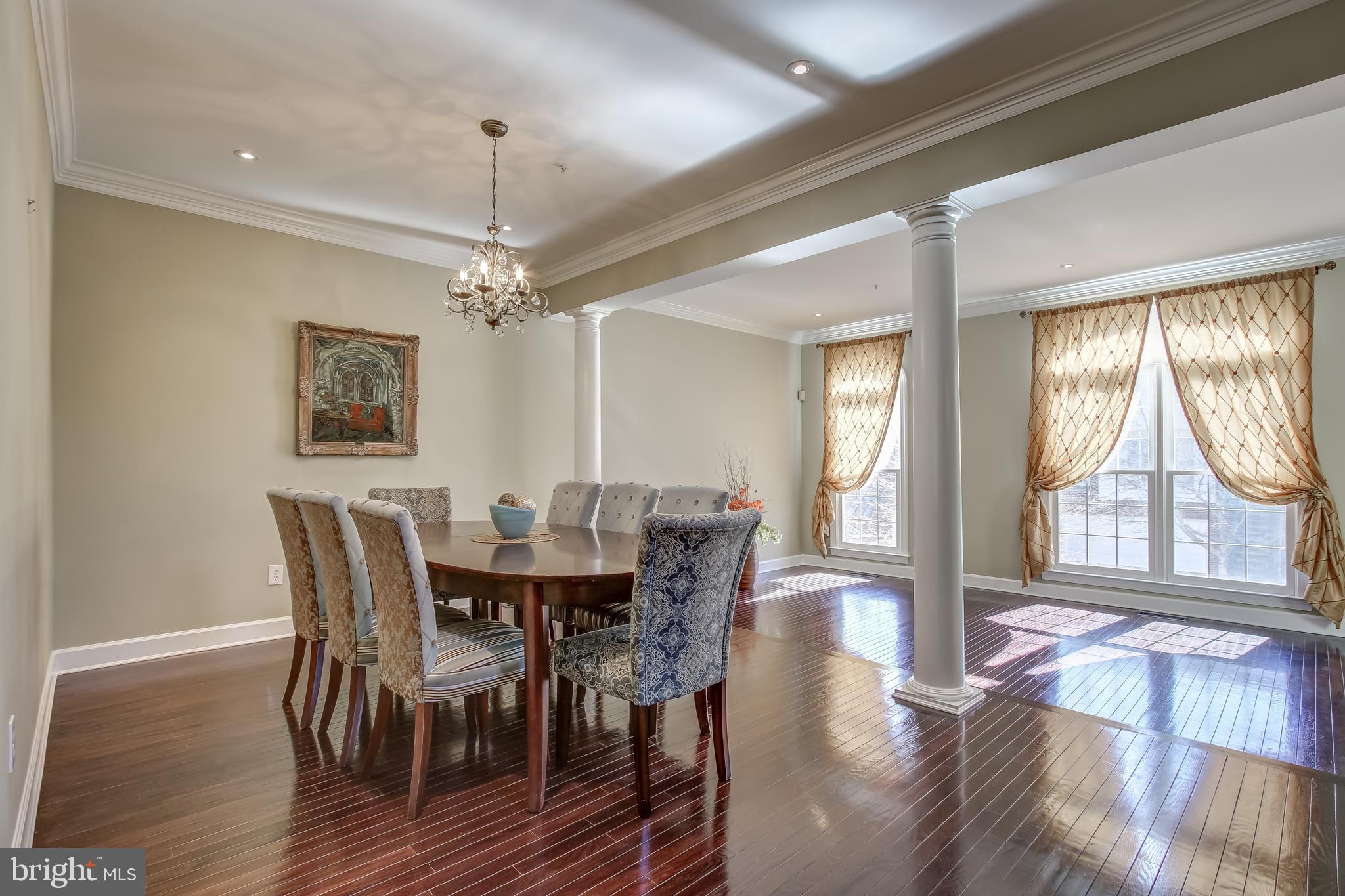 8445 Bells Ridge Terrace Potomac, MD 20854 - Photo 5 of 30 Dining Room With Pillars And A Step Down To Living