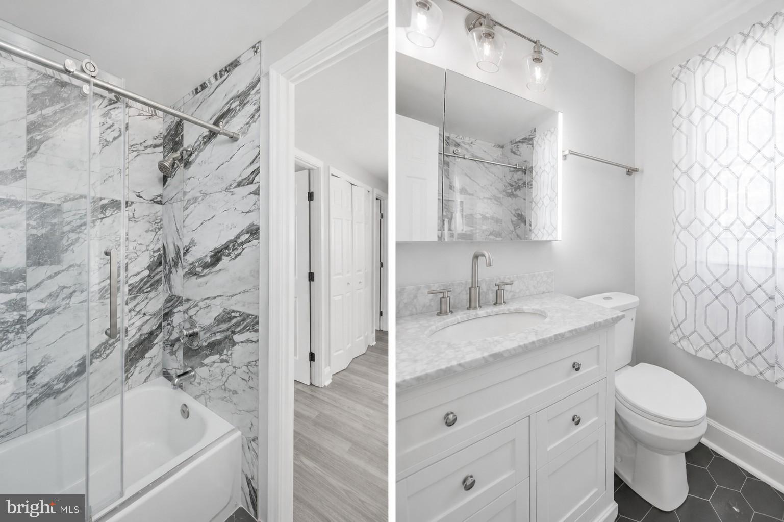 8812 Churchfield Lane Laurel, MD 20708 - Photo 20 of 31 a bathroom with a granite countertop sink toilet and shower