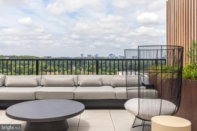 a view of a patio with couches and potted plants