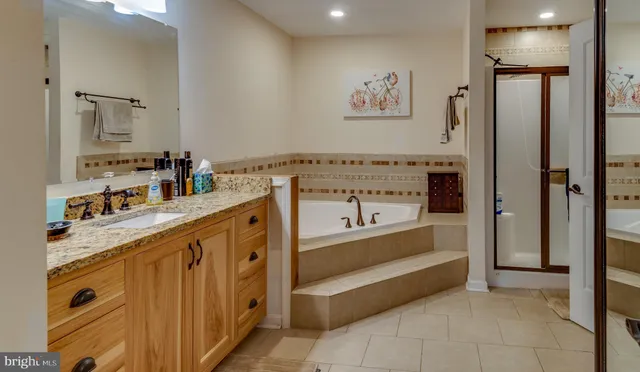 a bathroom with a bathtub