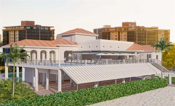 a view of a big building with a city view