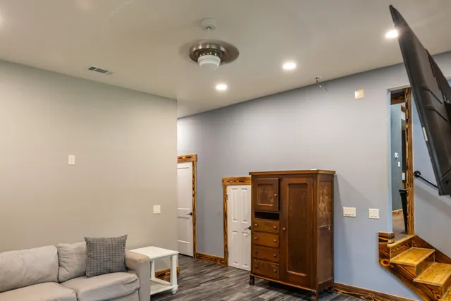 a view of a bathroom with a washer and dryer
