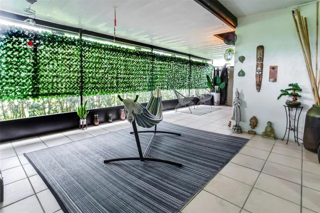 a living room with patio