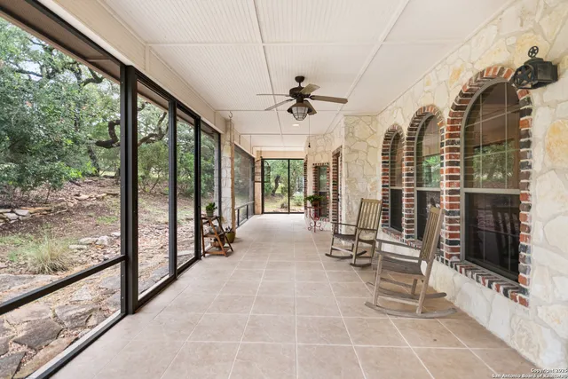 a view of a porch with furniture