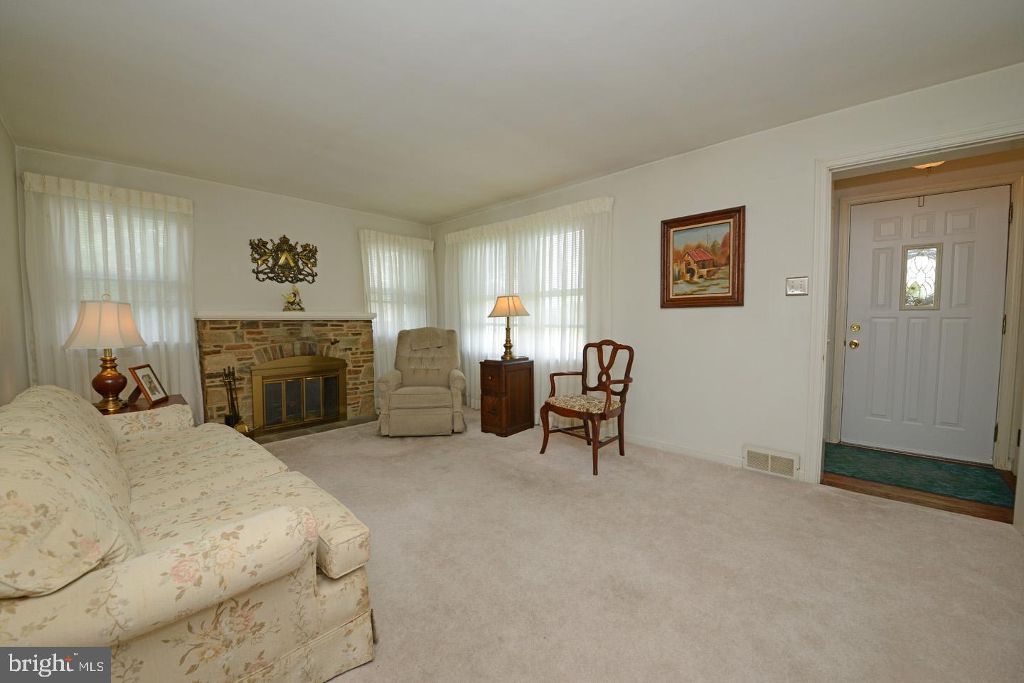 817 South Cedar Road Rockledge, PA 19046 - Photo 11 of 49 Living Room with stone fire place