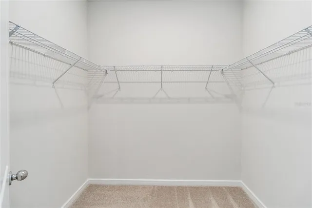 a view of a room with racks on the wall