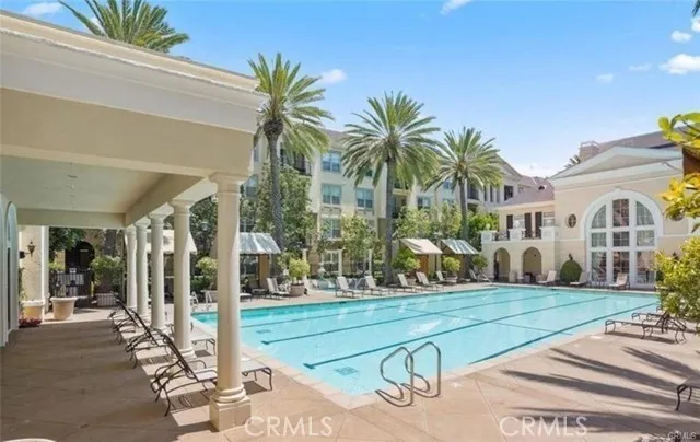 a view of a palm trees in front of a building
