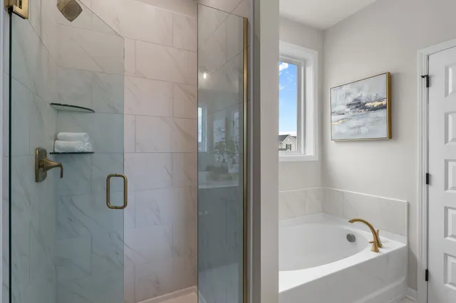 a bathroom with a bathtub